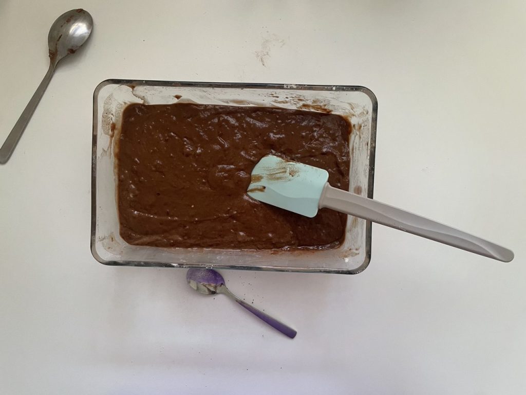 brownie batter before baking