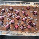 vegan brownie batter with frozen cherries