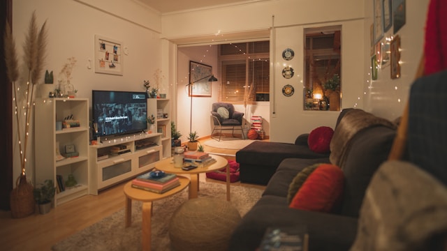 cozy home on a budget with soft lighting