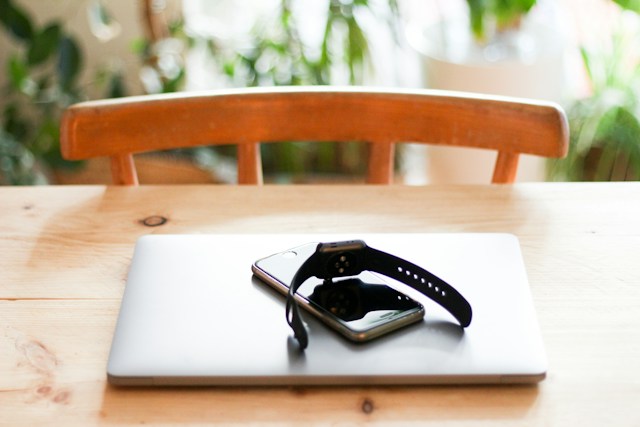 fitness tracker resting on a table