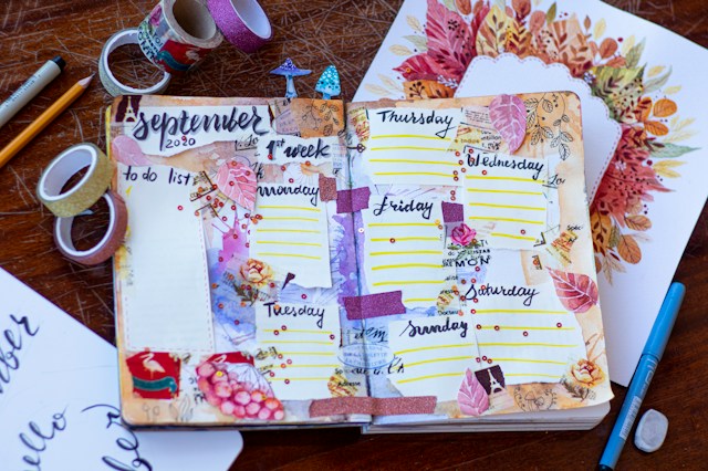 September routine planning with notebook