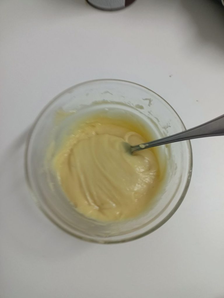 choux pastry dough after adding eggs