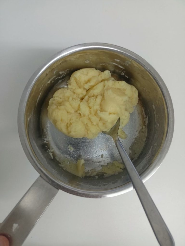 choux pastry dough after adding eggs