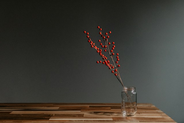 natural branches or flowers in a simple vase